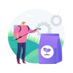 Grass fertilizer abstract concept vector illustration. Gardening services, rapid growth, green color, lawn maintenance, supplement, soil nutrients, granule spreader abstract metaphor.